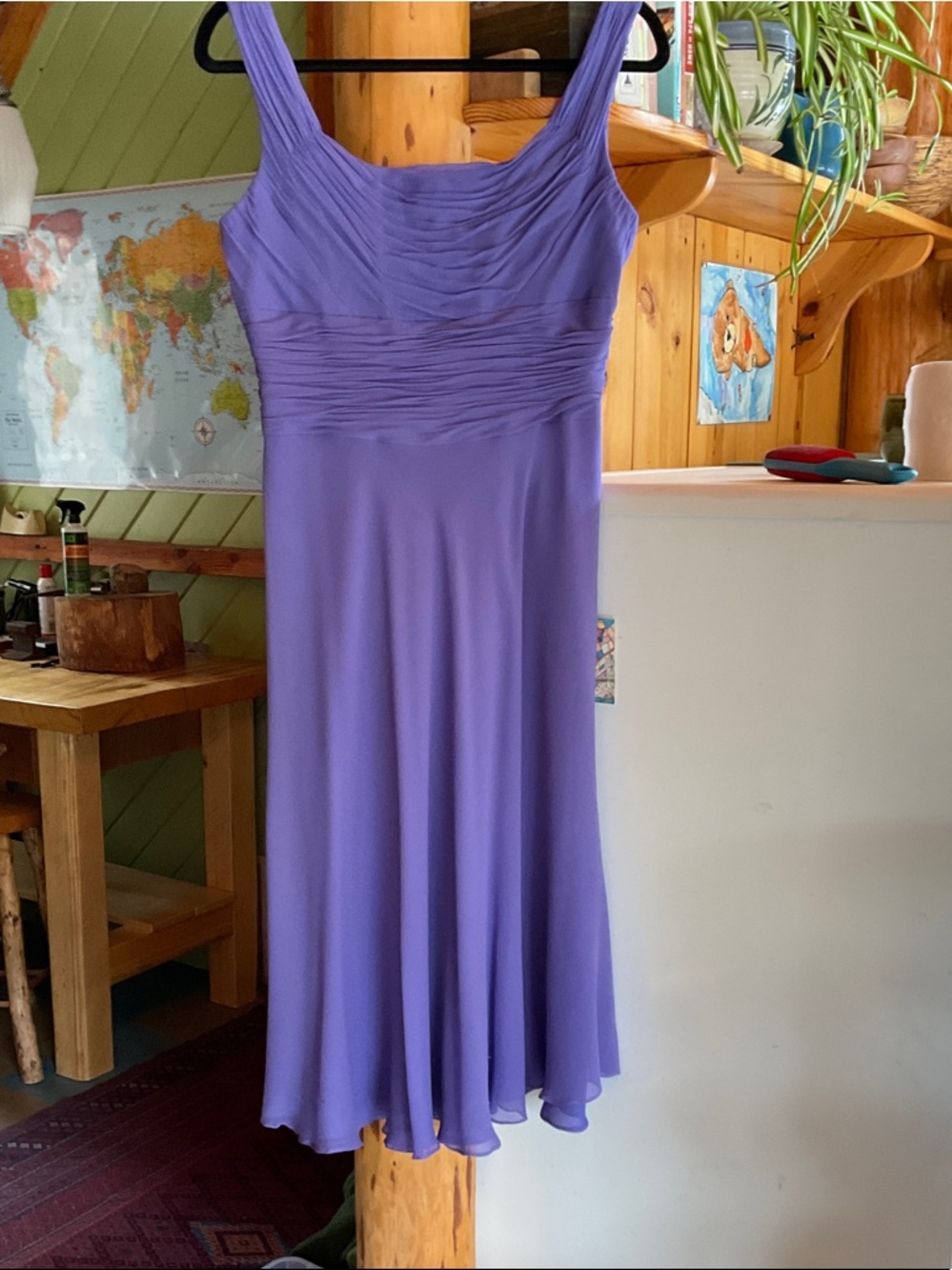 Suzi Chin for Maggy Boutique Lavender Ruched Bodice Midi Dress